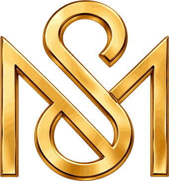 Polished gold S&M monogram emblem